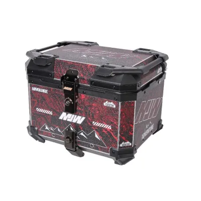 Factory Price Universal Black Red Color Detachable Aluminum Motorcycle Hard Trunk Storage Top Box for Motorcycle 45l