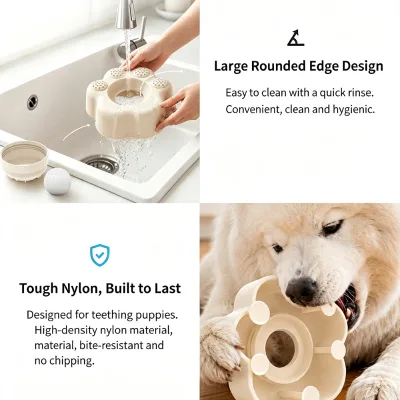 Eco-Friendly Plastic Dog Lick Ball Bowl, Liquid Treat, Thick Nylon, Bite Resistant, Chew-Proof Slow Feeder for Small Pets