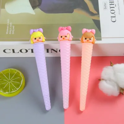 High Quality of Creative Cartoon Boy & Girl Ice Cream Styling Gel Pen Black Plastic Gel Pen with 0.5mm Writing Width