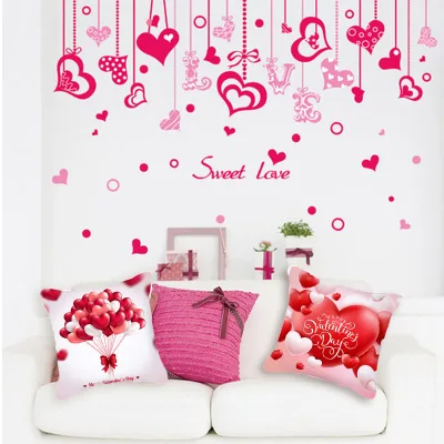 Valentine's Day Pillow Cushion Covers Hearts Gift Home Decor Christmas Pillow Case Microfiber Home Decor