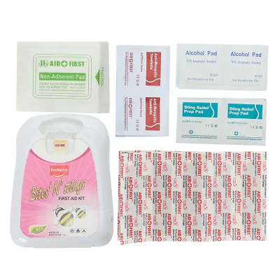 Bites & Stings Portable Mini First Aid Kit Handle Waterproof Travel Outdoor Emergency Box Band-Aids Alcohol Pads CE Certified