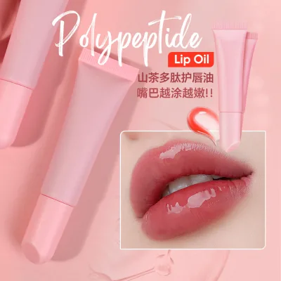 Custom 6colors Pink Tube Camellia Lip Oil Nourishing Long Lasting Moisturizing Easy to Apply Hydrating Jelly Lip Oil Bulk Makeup