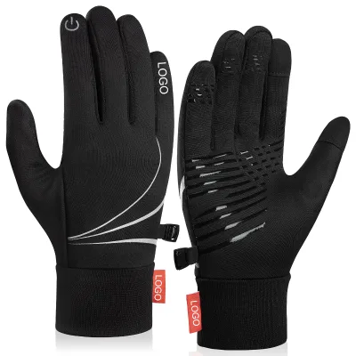Winter Lightweight Extra Warm Windproof Touch Screen Non-Slip Full Finger Thermal Polyester Fleece Running Driving Outdoor