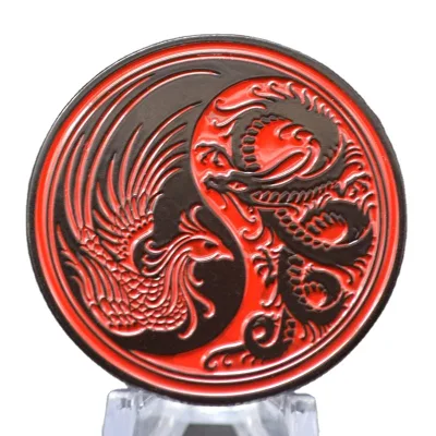 New China YinYang Token Coin Dragon and Phoenix Commemorative Lucky Black Fengshui Coin