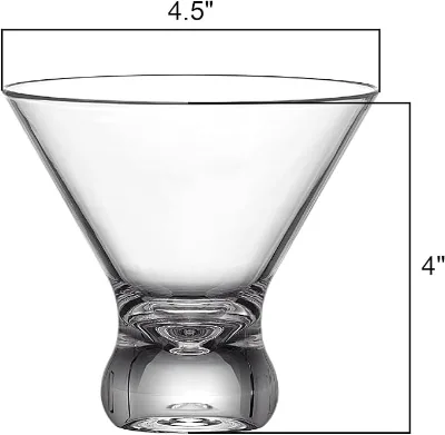 Stemless Martini Glasses -Plastic Drinking Glasses of Martini ,heavy Bottom Design -13oz