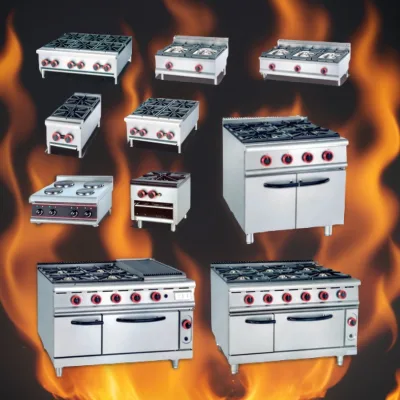 Heavy Duty Stainless Steel Freestand Cook Boiler Professional Stove Propane Gaz lpg Natural Gas Range 4 6 in 1 burner with Oven