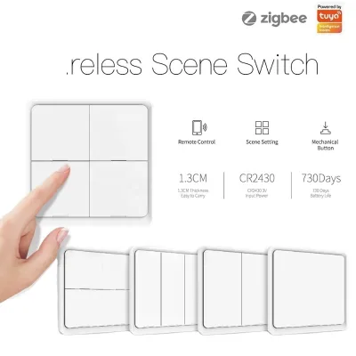 For Mini Zigbee 3.0 4 Gang Smart Switch with Slider Design Wi-Fi & App Control Tuya Automation Module for Hotel Home Use 10A
