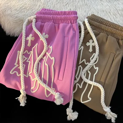 Custom Puff Printing Sweat Shorts Men High Quality Baggy Cotton Shorts Drawstring Streetwear Mens Shorts
