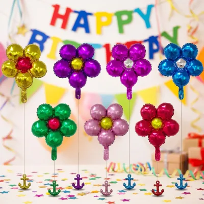 New Five Petal Flower Aluminum Foil Balloon Plum Blossom Balloon Wedding Room Background Wall Birthday Decoration Tools