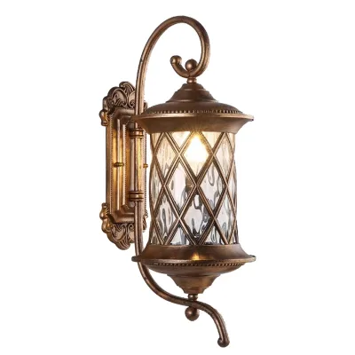 Quality Outdoor Retro Garden Courtyard Wall Lamp Sconce Lighting Led Lamp Outdoor Wall Light Glass Light Bulbs Aluminum Brown