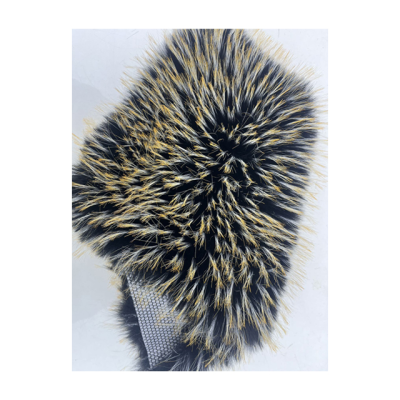 Black Fur with Orange Yellow Tip Dyed Color High Pile Faux Fur for Collar High Quality Faux Fur Fabric