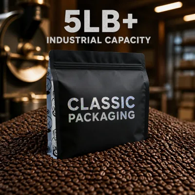 Premium 5lb Matte Black Coffee Bag Holographic Logo Industrial Coffee Packaging Custom Printed Side Gusset Pouch Bolsa De Cafe