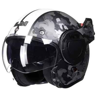 ILM Vintage Full Face Modular ABS Motorcycle Helmet Dual Visor Adults Men Women 180 Reversible Chin Guard DOT B707