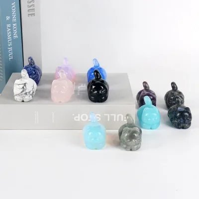 Natural Crystal Lying Cat Sculpture Animal Ornament for Home Desktop Decoration Raw Stone Other Crystal Crafts