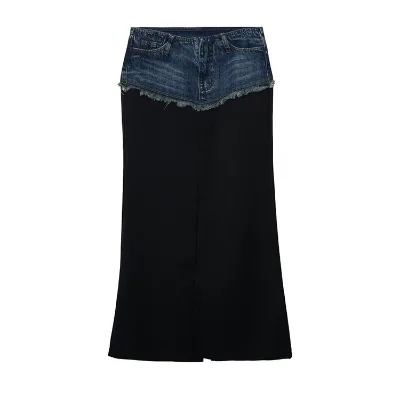 OEM Women's 20243 Summer Fashion Fresh Embroidered High Waist Skirt With Patchwork Demin Stylish Pattern Design