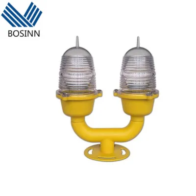 Solar Aviation Light 20W High Bridge Chimney Signal Warning Beacon Lights Double-end Head Lamp White Red Warning Lamp