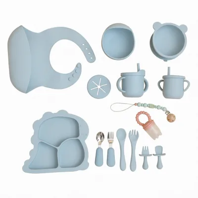 Children's Contemporary Design Silicone Tableware 100% Food Grade BPA Free Eco-friendly Baby Feeding Set