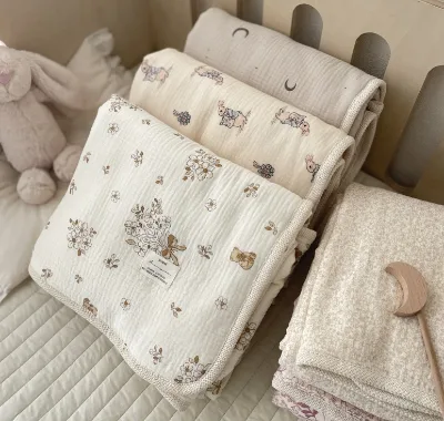 Winter Newborn Baby Cotton Blanket Super Soft Floral Print Baby Blanket for Crib & Receiving