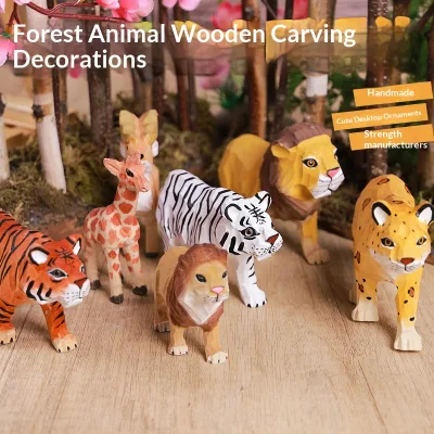 Custom Handmade Carved Animal Ornaments Hand Carved Crafts Little Wooden Animals Carving Figurine Sculpture Creative Gift