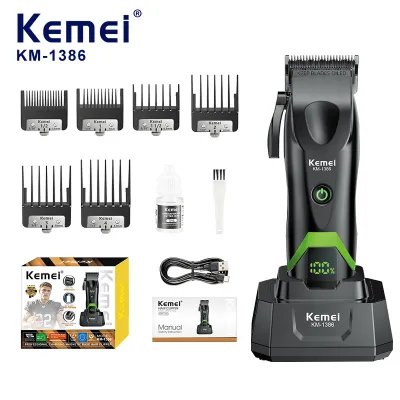 Professional Electric Hair for KM-1386 Salon-Grade Stainless Steel Trimmer 1200mAh Battery 3 Hours Runtime Built-in Battery