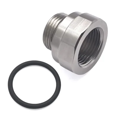 Vehicles Oil Drain Valve Silver Steel Metric 27mm-2.0 Thread Size Oil Drain Valve Adapter M27*2mm Oil Drain Valve Adapter