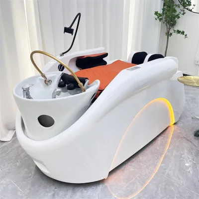 T Hot Sell 4D Full Body Wide Electric Massage Luxury Hair Washing Head Spa Shampoo Bed With Steamer for Euramerican Customer