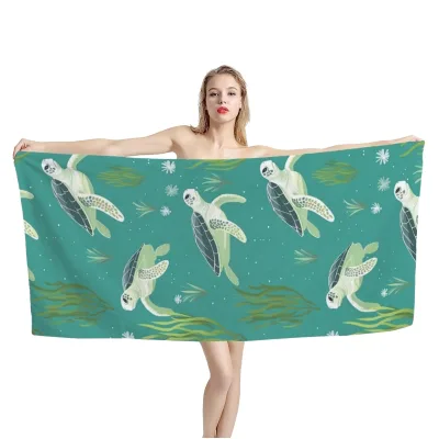 Printed Design Quick-Dry Polyester Material Rectangle Shape Beach Towel