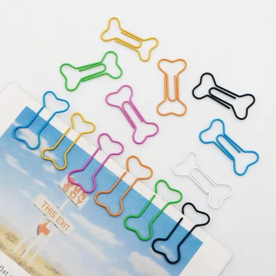 Colorful Cute Dog Bone Shape Paper Clips With PP Box Package Funny Cute Planner Clips