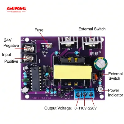 Eco-friendly Tiny Inverter 100W DC24V to AC0-110V-220V Step-up Module 15KHz Square Wave 24 to 220 Volt for Car Home Outdoor