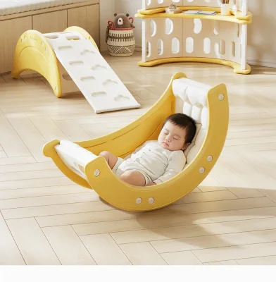 Indoor Kids Climbing Playground Plastic HDPE Rocking Bed Slide 2-6Y Physical Training Toy Indoor Climbers & Play Structures