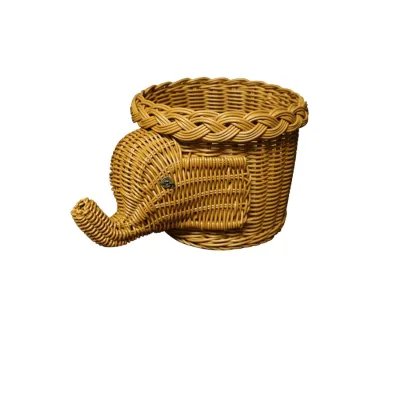 Hotel Laundry Creative Handmade Woven Plastic Rattan Elephant Storage Basket Wicker Fruit Storage Basket