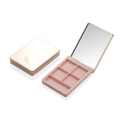 Fancy Rose Gold Pink 4 Color Empty Eyeshadow Palette Case Makeup with Mirror