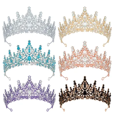 Tiaras,Fashion Wholesale Champagne Crystal Rhinestone Crown&Headpieces Tiaras