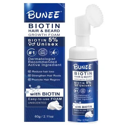 High Quality Natural Organic Biotin Hair & Beard Growth Foam Almond Essential Oil Bottle Hair Regrowth Foam 60ml