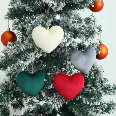 Wholesale Custom Velvet Christmas Outdoor Decorations Xmas Heart Christmas Tree Ornaments
