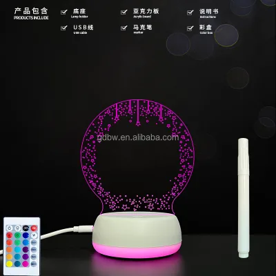 Portable Acrylic Note Board Memo Erasable Writing Board Luminous Night Light Acrylic Transparent Message Board