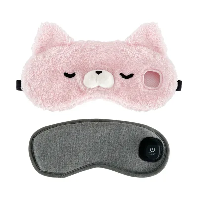 Heenlong Heated Eye Mask Soft Eye Pad Elastic Strap USB Charging Cordless Fur for Home Travel Night Use Washable OEM Supply