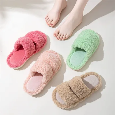 Fuzzy Slippers Fluffy Sandals Outdoor Indoor Women's Furry Slides Faux Fur Slides