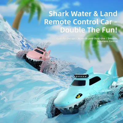 Custom 2.4G Remote Control 30m Range Eco-friendly Ready-to-Go Shark Monster Truck Waterproof Amphibious 360 Spin LED Light 1:16