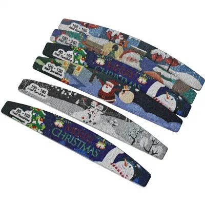 Plastic Cross-border Christmas-themed Nail File Set with Printed Sanding Strips Washable Double-Sided Non-Abrasive