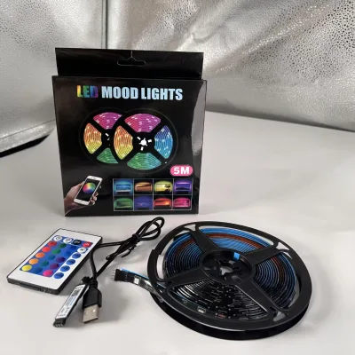 LED Strip Light RGB-5V 30D Dipped 24Key Infrared 3A/5A Power Supply 5m/3m/2m Set Landscape Addressable USB/IP20/65 Remote