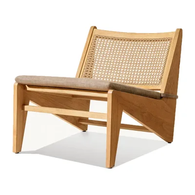 High Quality PE Rattan Teak Wood Single Chair Comfortable All-Weather Durabile for Outdoor Use-for Garden Courtyard Hotel