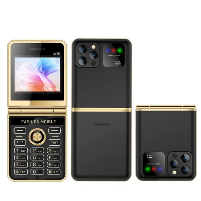 Unlocked 2G Flip Phone 4 SIM Card Slots Super Thin Flip Mobile Phone 2.4 Inch HD Display LED Flash FM Radio MP3 Long Standby