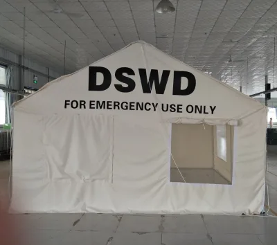 Philippine DSWD Disaster Relief Oxford Cloth Fast Building Refugee Shelter Hospital Steel Pole Family Tent for Emergency