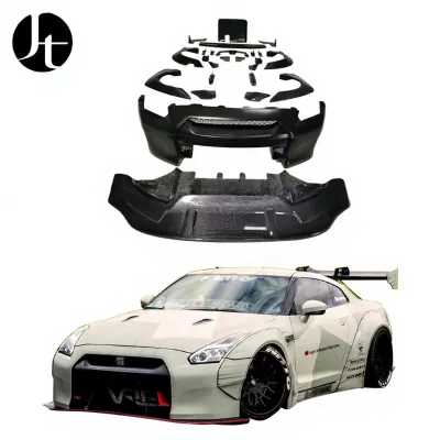 Real Carbon Fiber Front BUmper Lip Rear Spoiler Car Wheel Eye Brows for Nissan GTR Gtr R35  Spoiler LB Style Body Kit