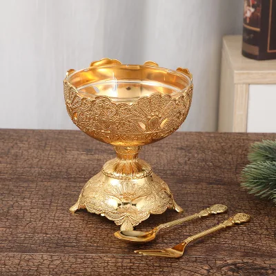 Fancy Design Basket with Handle Iron Container for Fruits & Vegetable Brass Antique Plated Ideal Size Home Decor