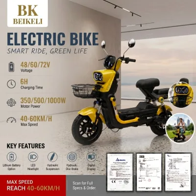 Sleek Dynamic 72V 1000W Powertrain Electric Moped Expanded 60km/h Full Run Reach Electric Two Wheeler for Boulevard Excursions