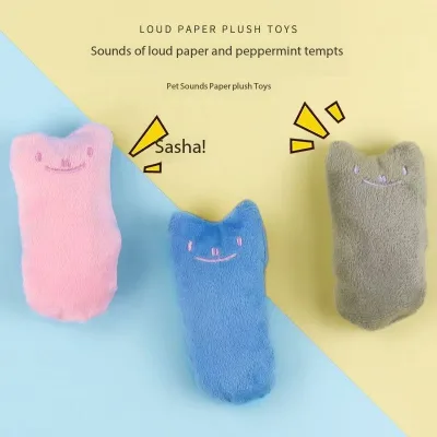 Catmint Plush Toy with Molar Teeth Safe and Non-Toxic Cats' Favorite Pepper-Filled Sound Toy Smile Face Pattern Cat Dental Care