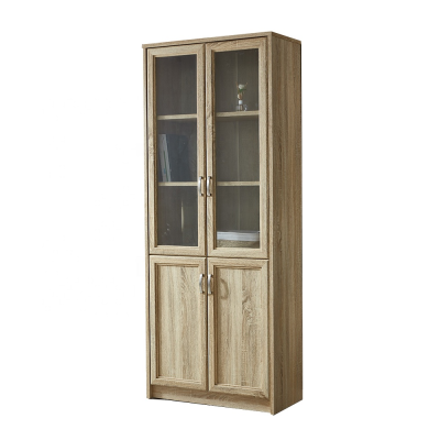 Modern Style Comic Book Cases With 2 Glass Doors OAK Colour Book Cases Bookshelf