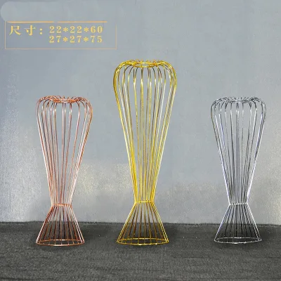 Wedding Decoration Shinny Gold Metal Flower Stands for Table Decoration
